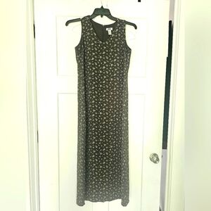 Old Navy Black Floral Sleeveless Midi Dress Size Large
